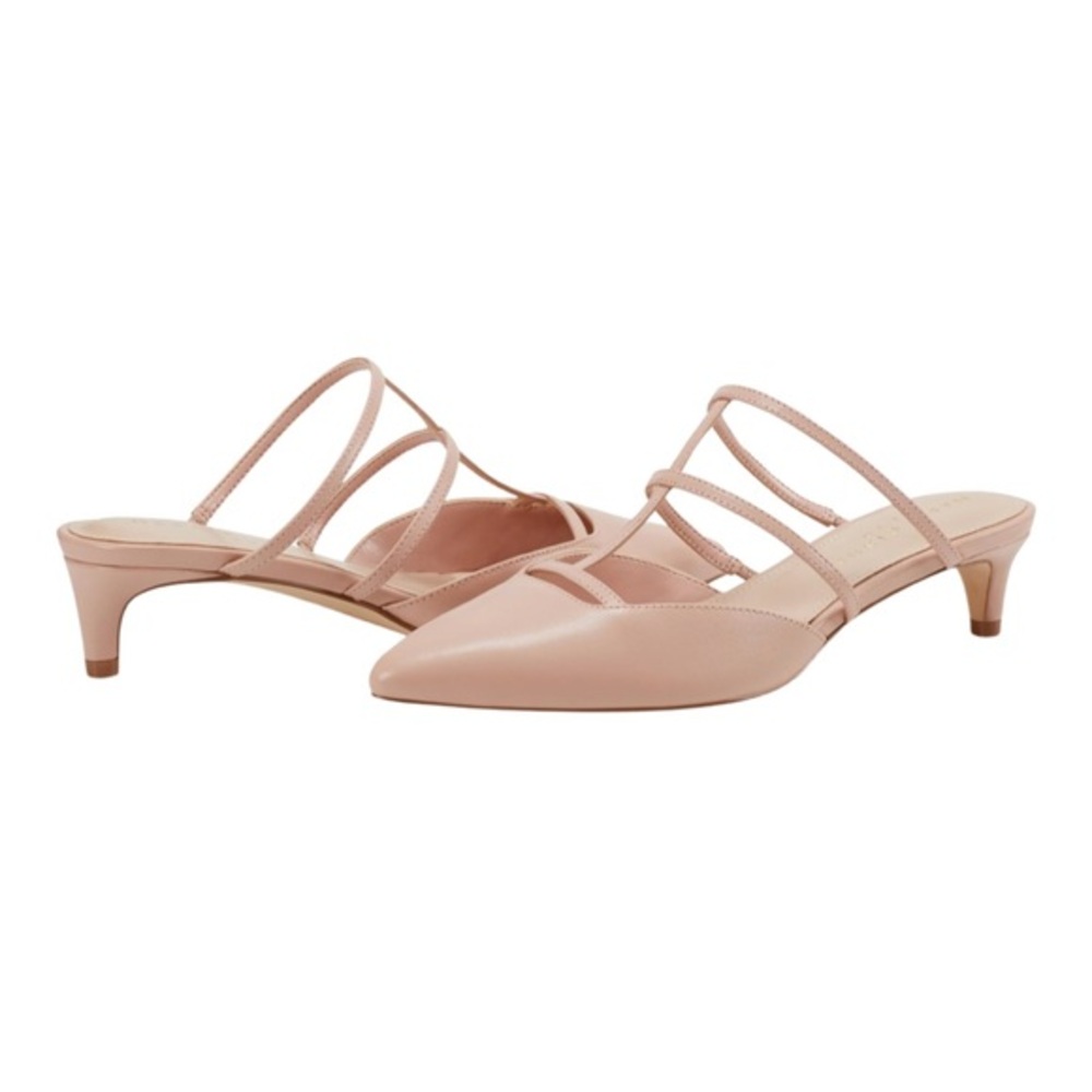 Marc Fisher Blush Pink Strappy Pointed-Toe Kitten Heels